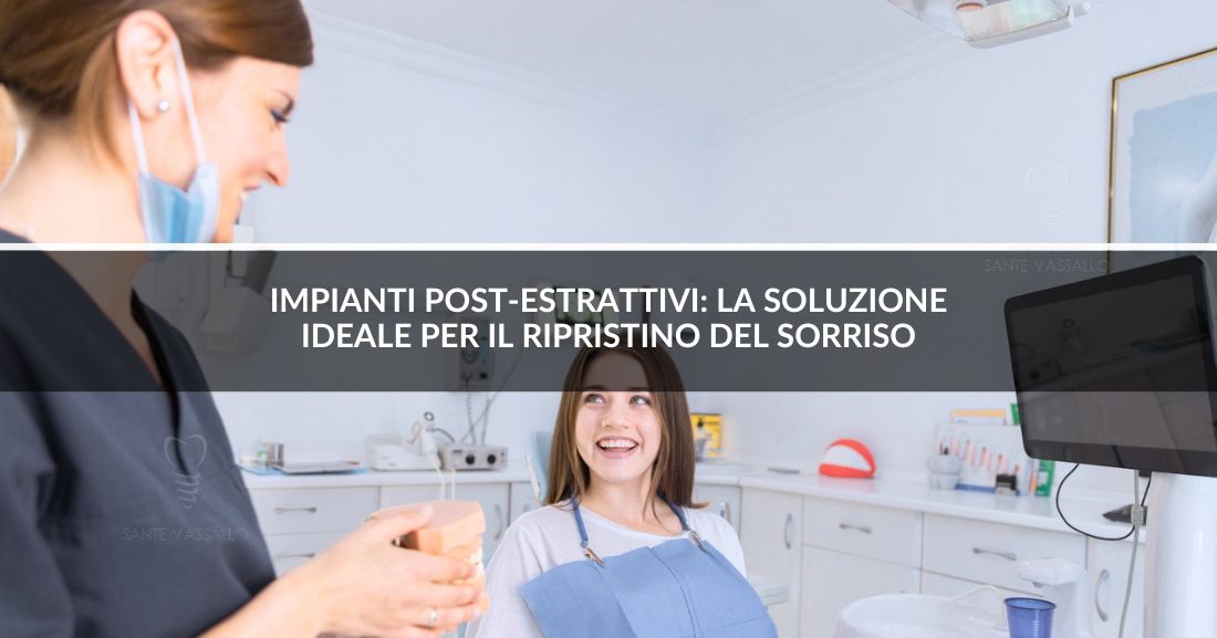 dentista-dentista-donna-con-paziente- Studio Dentistico Sante Vassallo- impianti post-estrattivi